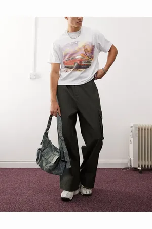 COLLUSION Wide leg utility pants in waxed