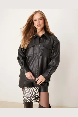 JDY Faux leather shirt in - part of a set