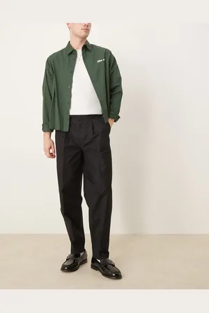 ASOS Oversized tapered dress pants with double pleats in peach texture