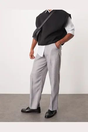 ASOS Wide leg dress pants in light herringbone