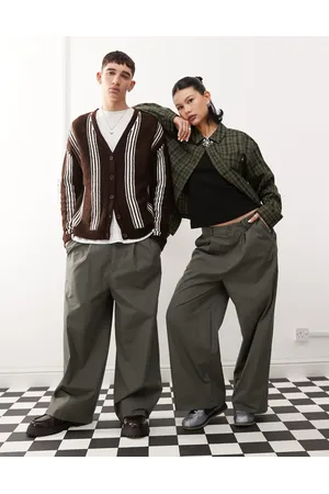 Reclaimed Unisex baggy pants with front pleat detail in gray