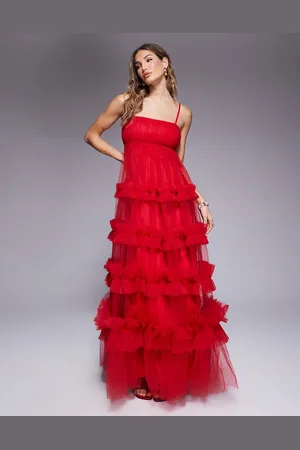 Lace & Beads Empire ruffle maxi dress in