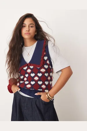 Neon Rose Argyle harlequin knitted tank top in
