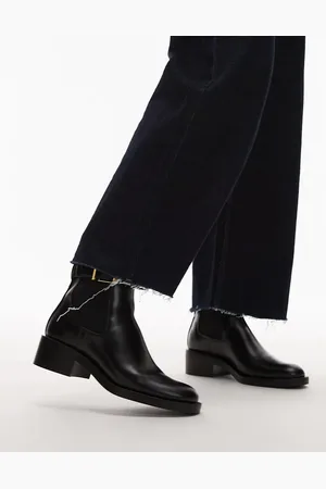 MANGO Ankle boots with gold buckle detail in