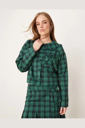 Neon Rose Tartan bow detail cropped jacket in - part of a set