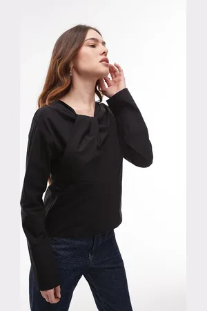Topshop Poplin twist front top in