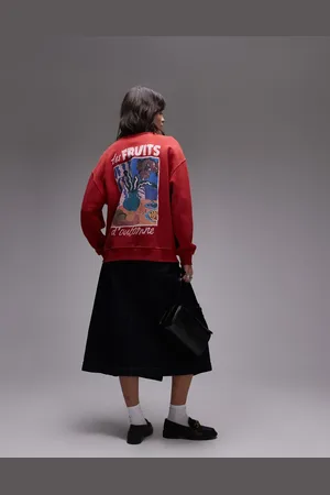 Topshop Graphic les fruits oversized sweatshirt in