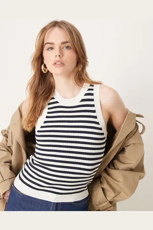 JDY Ribbed knit tank top in stripes