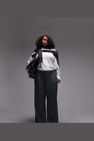 MANGO Curve pleat front wide leg pants in