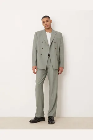 ASOS Straight leg suit pants in sage texture