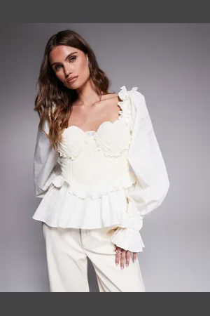 ASOS Organza and poplin mix heart bust blouse in cream