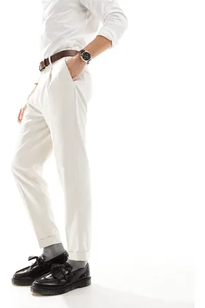 ASOS Tapered fit pants in ecru microtexture