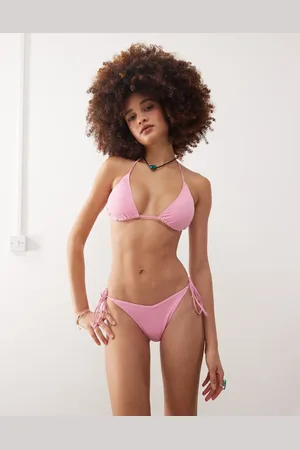 Monki Mix and match tie side bikini bottom in light dusty