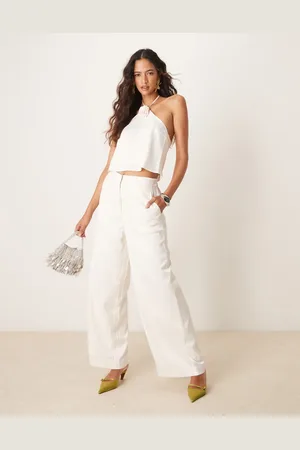 Y.A.S Wide leg satin pants in gardenia - part of a set