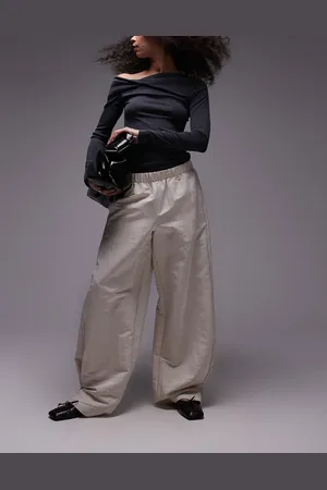 MANGO Elastic waist satin touch pants in cream