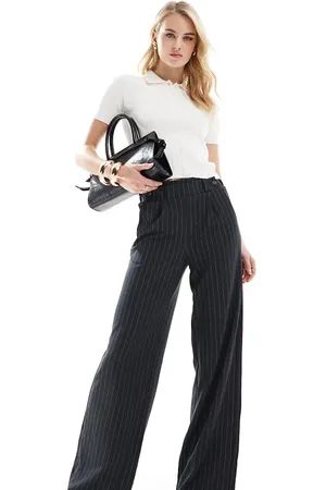 JDY Wide leg pants in dark pinstripes