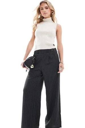 JDY Wide leg pants in dark pinstripes