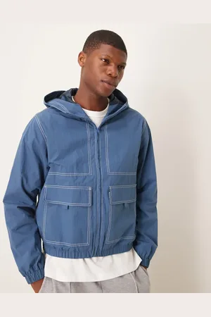 ASOS Boxy windbreaker in blue with contrast stitch