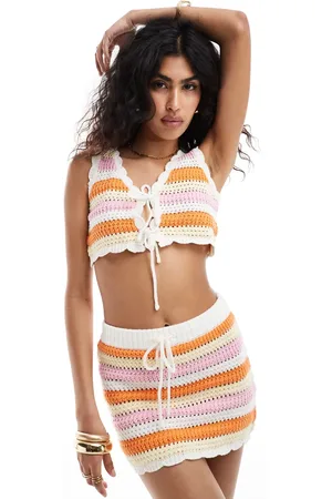 The Frolic Exclusive tropic tie front crochet mini beach skirt in - part of a set
