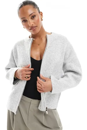 4th & Reckless Premium high neck double zip knit bomber jacket in