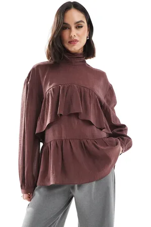 ASOS High neck ruffle top in