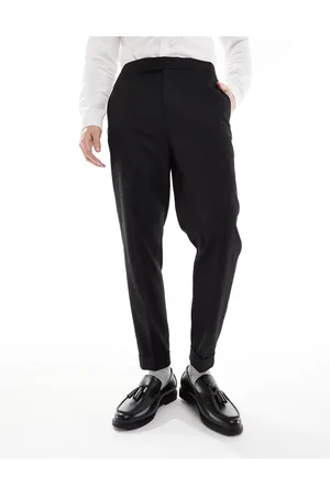 ASOS Smart tapered fit pants with in twill with half elasticized waist