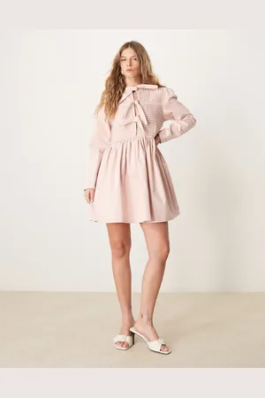 Ghospell Bow detail mini dress in powder