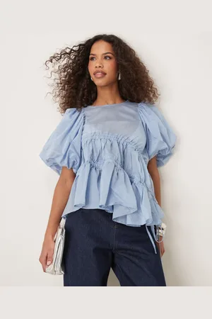 Ghospell Asymmetric drawstring top in