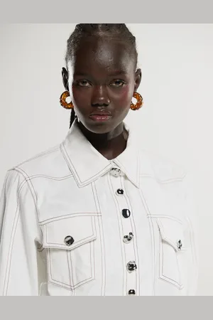 Ghospell Contrast stitch shirt in ivory - part of a set
