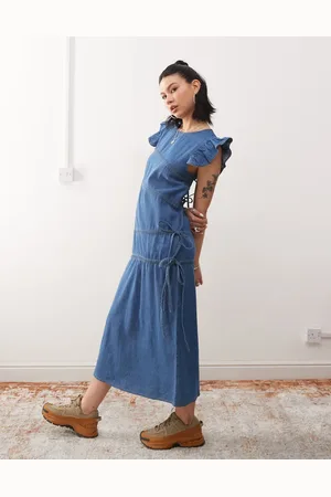 Reclaimed Denim maxi dress with asymmetric ruching