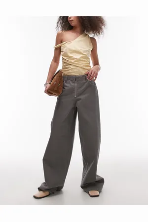 MANGO Zip front baggy jeans in