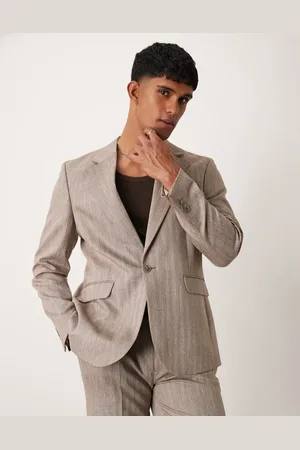 ASOS Regular suit jacket in light herringbone