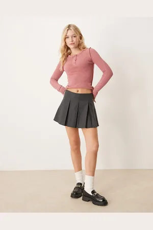 ASOS Pleated mini skirt in micro plaid