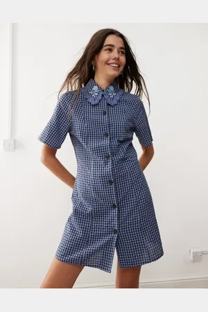 Reclaimed Mini shirt dress in blue plaid