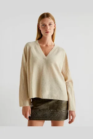 SCALPERS Joy v sleeve sweater in ecru