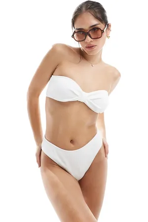 4th & Reckless Bandeau knot detail crinkle bikini top in - part of a set