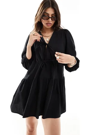 Esmée Esmee tie front tiered mini beach dress in