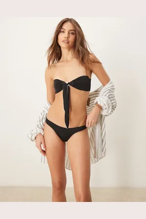 Free Society High leg bikini bottom in black and white