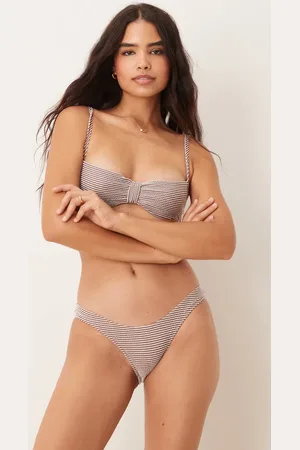 Free Society Stripe crinkle knot front underwire bikini top in