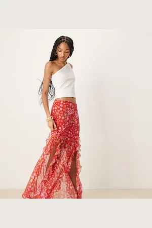 ASOS ASOS DESIGN Tall chiffon ruffle maxi skirt in floral print