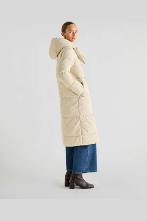 SCALPERS Bow hoodie puffer coat in natural