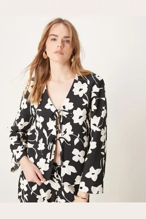 JDY Tie detail top with floral print in - part of a set