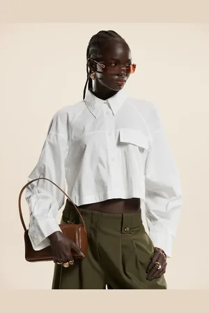 ASOS Boxy cropped shirt with pocket in premium cotton