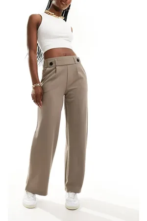 JDY High waist cropped wide fit tailored pants in taupe