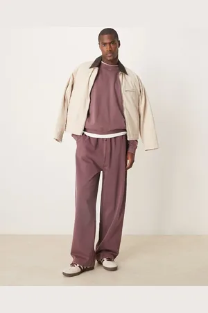 ASOS Wide leg sweatpants in washed burgundy
