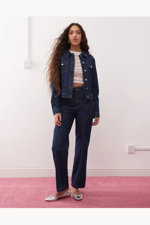 Miss Selfridge Western seamed detail wide leg jean in indigo