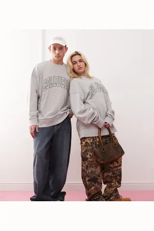 COLLUSION Unisex oversized lightweight varsity sweatshirt in heather