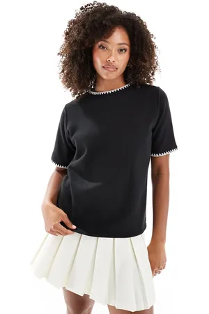 Threadbare Knit T-shirt in with trim detail