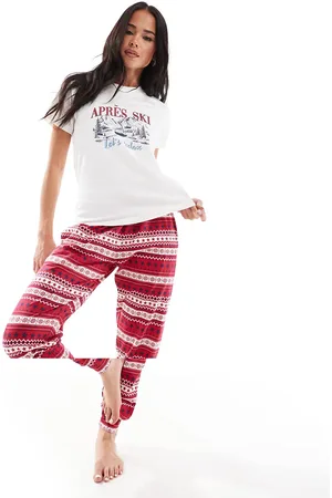 Threadbare Threabare pajama pants and t-shirt set in ski print