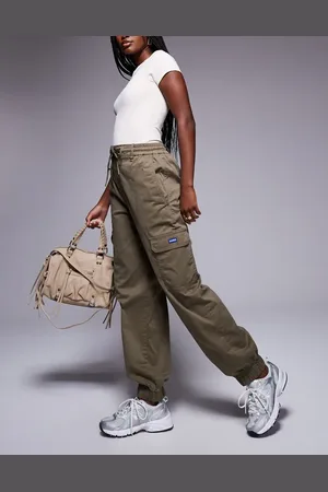 Hugo Blue Cargo cuffed pants in khaki